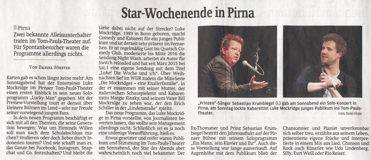 »Star-Wochenende in Pirna« – Pressebericht SZ